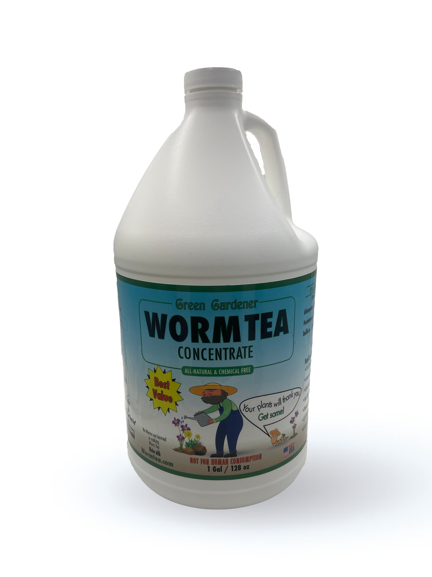 Green Gardener Worm Tea Concentrate All-Purpose Natural Probiotic - 1 Gallon Jug of Concentrate Makes +85 Gallons Probiotic Plant Food